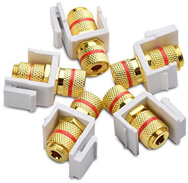 Cable Matters (5-Pack) Banana Jack Binding Post Keystone Jack Inserts with Red Ring in White