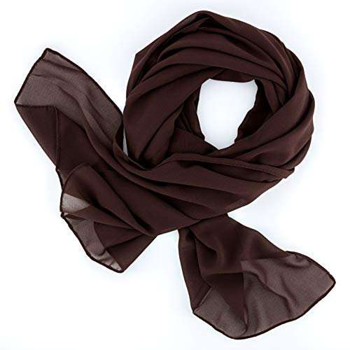 DOLCE ABBRACCIO by RiemTEX Schal Damen SWEET LOVE Stola Chiffon Tuch in 30 Unifarben Schals und Tücher Halstücher XXL Chiffontücher Halstuch in kräftigem Braun für jede Jahreszeit (Braun)