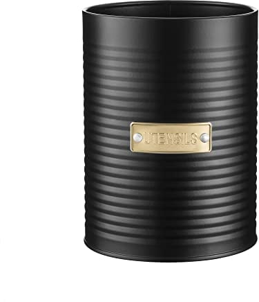 TYPHOON OTTO Kollektion, Utensilienbehälter Schwarz, Dose für Küche Aufbewahrung & Organisation, 1,4 Liter, Praktischer Vorratsbehälter aus Stahl, 11 x 11 x 1,55 cm