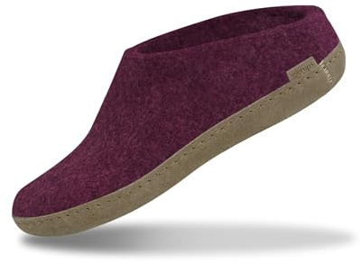 GLERUPS Slip On Hausschuhe Damen und Herren | Unisex Slipper aus Wolle mit Ledersohle