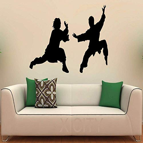 Kung Fu Wandaufkleber Silhouette Vinyl Aufkleber China Gym Innenarchitektur Kunst Home Office Schlafsaal Wandbild Dekoration 96X58 Cm