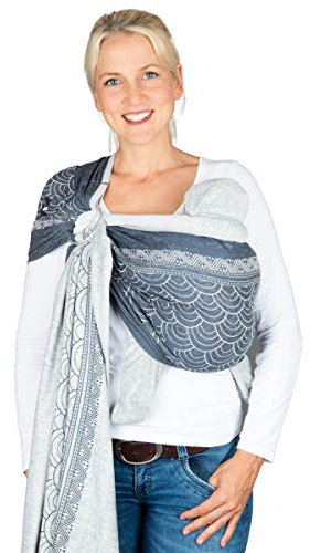 Hoppediz Ring-Sling, Baby-Tragetuch ab Geburt, 100 % kbA-Baumwolle, Design Sapporo