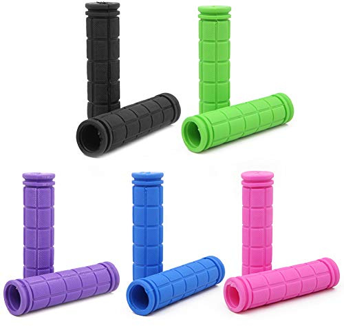 Wudong 5 Pairs Mountain Bike Handlebar Grips,Soft Rubber Anti Slip Bicycle Handle Bar Grips With Lock On Ends Handlebar Plugs For Outdoor Bicycle Accessories