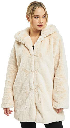 Urban Classics Ladies Hooded Teddy Coat Faux Fur, Blanc cassé, XXXXL Femme