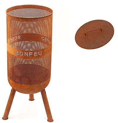 Brasero Exterieur - BonFeu BonVes - Braseros Barbecue avec Grill - Barbecues Plancha - Brasero pour Jardin (Rouille, Ø 34 cm)
