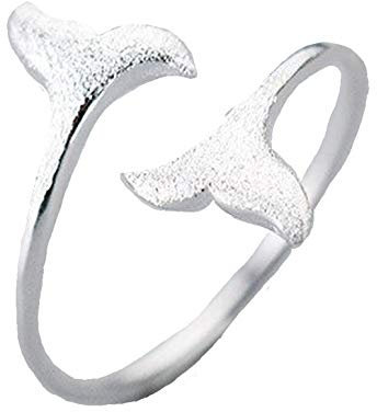 Miniblings Walflossen Ring XS - I Wal Flosse Flossen Meer Meerestier Walfisch Fisch Delphin 925er Silber Echtsilber A - Handmade Modeschmuck I Fingerring mit Motiv I verstellbar one Size