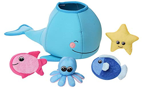Manhattan Toy Neoprenwal 5-teiliges schwimmendes Spill n Fill-Badespielzeug mit schnell trocknenden Schwämmen und Spritzspielzeug