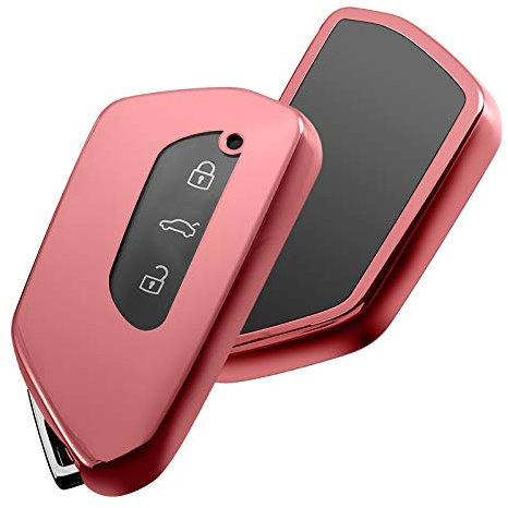OATSBASF Autoschlüssel Hülle für VW, Schlüssel Hülle Kompatibel für Golf 8 Seat Leon MK 4 Tarraco Ateca Skoda Octavia TPU Silicone Schlüsselhülle (Roségold)