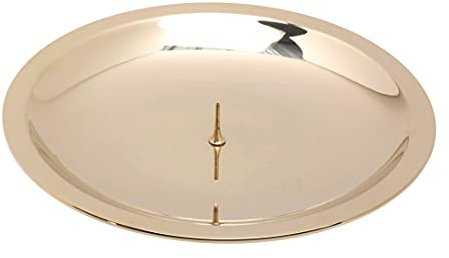 NKlaus Plato para Velas con pincho Ø13cm Latón Dorado Pulido Portavelas 10567