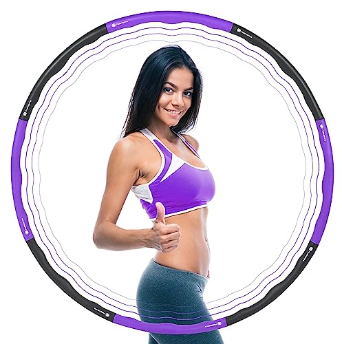 Hula Hoop Reifen für Erwachsene mit Schaumstoff, Fitness Hula Hoop zur Gewichtsreduktion, 8 Segmente Abnehmbarer Hoola Hoop Reifen Geeignet Für Fitness/Sport (Violett - Anthrazit)