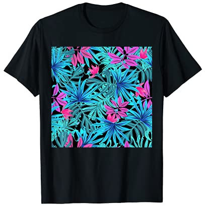 Flores De Palma Cian Fucsia Rosa Brillante Camiseta