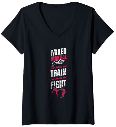 Damen The Harder You Train The Shorter The Fight Design T-Shirt mit V-Ausschnitt
