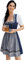 Clearlove Dirndl Damen midi 3tlg.Trachtenkleid für Oktoberfest,Karneval,DREI Teilig: Kleid, Bluse, Schürze（Verpackung MEHRWEG）,Blau-Weiß Punkte,38
