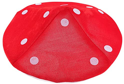 NUOBESTY Pilzhut Kostüm für Paare Baskenmütze lustig weißes Stirnband Mädchen-Outfits Kinder Hut Cosplay Pilz Hut Kostüm Jahrgang Kleidung Kopfbedeckung Mann schmücken Stoff rot