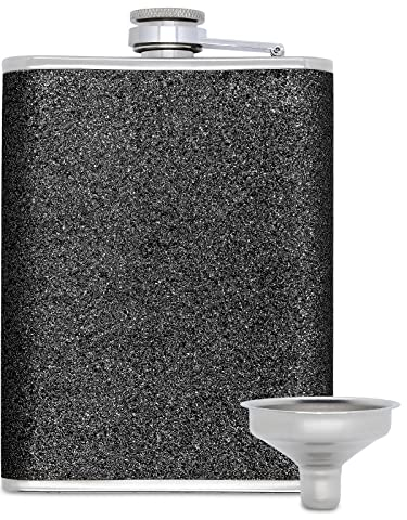 Flachmann für Frauen, Edelstahl Glitzer Mit Trichter, Whisky Flachmann Gold 8oz / 240ml, Schwarz