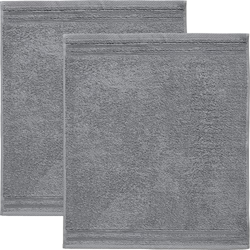 Erwin Müller Geschirrtuch Frottier anthrazit Größe 50x50 cm, Küchentuch, Küchen-Handtuch 2er-Pack - strapazierstark, hohe Saugkraft, 100% Baumwolle, mit Schlaufe