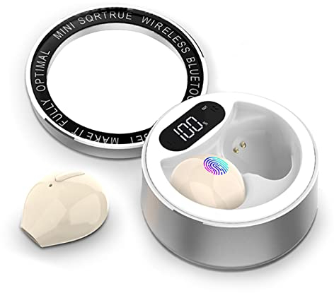 Xmenha Kleinste Schlaf Kopfhörer kabellos Bluetooth in-Ear Ohrhörer für die Arbeit Schlafen winziges versteckte Headset für Seitenschläfer bequem Mini Wireless Hörer für iPhone Android Beige