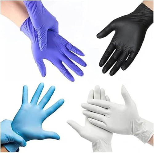 MUNTRADE Guantes Desechables de Nitrilo - 200 unidades, Sin Polvo, Sin Látex - Todas las tallas (S, Negro)