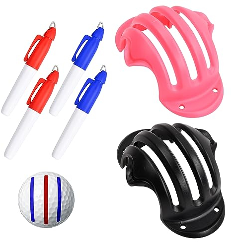 wangjiangda 2 Stück Golfball-Marker Liner Golfballmarkierer, Golfball Strichzeichnung Markierung Golf Ball Liner Marker, Golfball Alignment Tool Liner Kugelmarkierung mit 4 Golfball Marker Stifte (2)