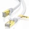 VOIETOLT Cat8 Lan Kabel 50M mit Clips, 40Gbps/2000MHz Flach Schirmung Hochgeschwindigkeit Netzwerkkabel, STP RJ45 Gigabit Cat-8 Ethernet Kabel für PS4/5, für Modem, für Router (weiß)