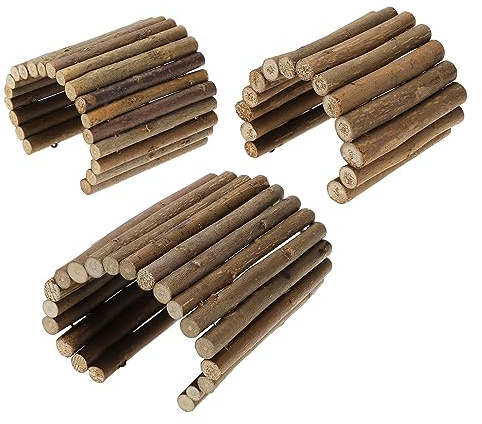 YINETTECH 3 Stück Hamster Kaninchen Klettern Leiter Zaun Bogen Brücke Zweigspielzeug für Hamster Eidechsen Golden Bears Schildkröten 10 x 20 cm 12 x 23 cm 15 x 25 cm