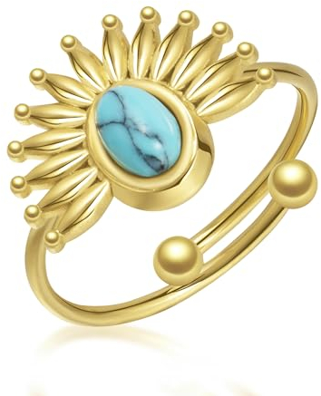 Joo&Rind Bague pour Femme Or Torsadée Ouverte en Plaqué or 14 carats - Hypoallergénique Bague Ete Reglable Acier Inoxydable