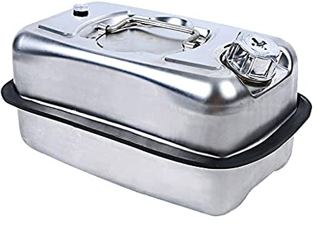 Bidons d'essence en acier inoxydable 304 anti-fuite de 5 L, bidon de carburant en métal antirouille portable, bidon de rechange pour essence et diesel de moto (5 L)