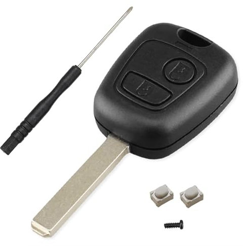 HooRLZ Coque Clé Peugeot 107, Compatible pour Peugeot 107 207 306 307 406 407 Citroen C1 C2 C3 C5 C6 TéLéCommande, Boitier Clé Citroen C1, Clef Citroen C3, Clé 307 - 2 Boutons