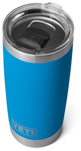 YETI Rambler 20 oz Tumbler, Stainless Steel, Vacuum Insulated with MagSlider Lid, Big Wave Blue