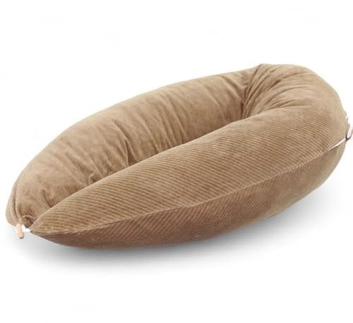 HOBEA-Germany Stillkissen 190 cm x 76 cm XXL Lagerungskissen Schwangerschaftskissen für Baby und Erwachsene Seitenschläferkissen Stillkissen mit Bezug aus Bio Baumwolle, Cord Taupe