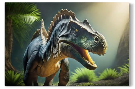 artboxONE Galerie-Print 120x80 cm Dinosaurier im Urwald hochwertiges Acrylglas auf Alu-Dibond von Uwe Merkel