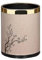 SXYLOB Luxury Metal Waste Bin 10L, Double Layer Trash Can PU Leather Covered Round Wastebasket Dust Bins for Kitchen Bathroom Hotel Office (Meihua Gold Ring)