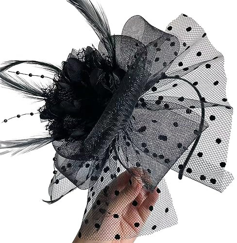 Vintage Fascinator Stirnband Rose für Teeparty Haarband Hochzeit Kostüm Pillbox Hut Kopfbedeckung für Beerdigung Hochzeit Haarschmuck