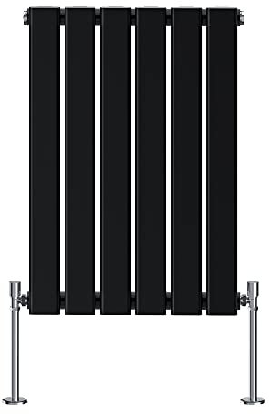 NRG Modern Radiator Black 600x408mm Single Flat Panel Horizontal Designer Heater Interior Bathroom Radiators