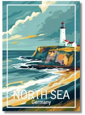 Freyheit | Premium Poster | stilvolles Travelposter farbig | OHNE Bilderrahmen (Nordsee, DIN A4 (21x30cm))