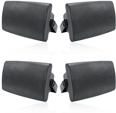 Herdio 6.5'' 800W Altavoces pasivos de Exterior con Cable Altavoces de Pared de 2 vías Impermeables con Graves Adecuado para Patio Piscina Cubierta Porche Patio Interior Casa (2 Pares, Negro)