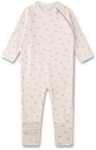Sanetta Baby-Strampler beige Regenbogen | Praktischer und bequemer Unisex-Strampler aus Bio-Baumwolle. Baby Overall