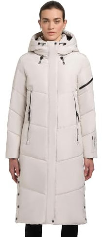 khujo Damen Wintermantel Warmer Steppmantel extra lang mit zahlreichen Taschen und großer Kapuze Sonje6-YM Cotton Cream Gr. XXL