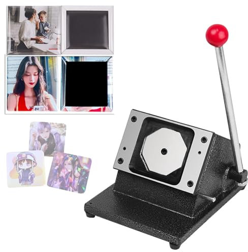 Badge Cutter, Button Maker Machine with 100 Sets of Consumables, Button Press Badge Maker Machine Die Cutter Badge Button Maker for Paper Leather PVC Cards, Paper Punches (50 * 50mm)