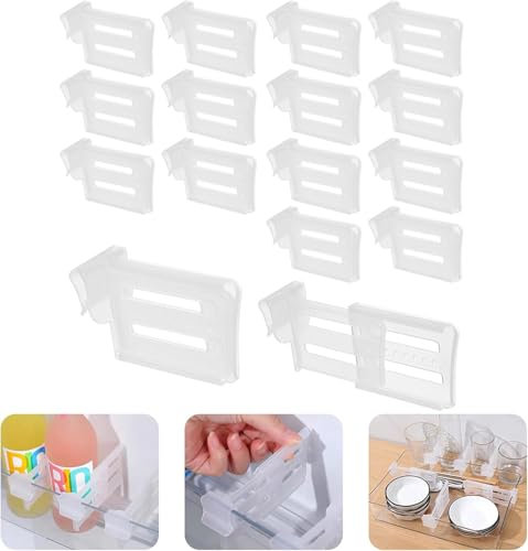 16 Pièces Rangement Frigo Séparateurs de Réfrigérateur Organisateur Frigo Rangement Cuisine Rétractable,Organiseur de Porte Latérale en Plastique,Séparateurs de Tiroir pour La Maison(Transparent)
