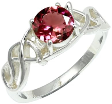 TSR1257AA Bague en argent sterling 925 pour homme et femme Toutes tailles Fait main, 49 (15.6), Métal précieux Pierre précieuse, Tourmaline rose cultivée en laboratoire