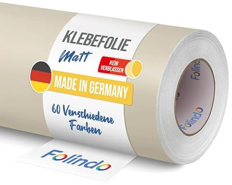 FOLINDO Möbelfolie selbstklebend 751 Sandgrau Matt 5m x 63cm - Klebefolie Möbel, Klebefolie Küche, Möbelfolie, Folie für Möbel, Möbelfolie selbstklebende Folie, Küchenfolie selbstklebend
