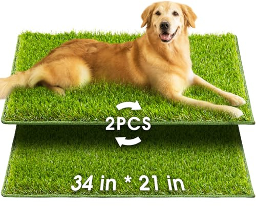 Hompet Kunstrasen für Hunde, 86,4 x 53,3 cm, professionelle Hundegrasmatte, leicht zu reinigen, mit Drainagelöchern, Töpfchentrainingspad und Ersatz-Kunstrasen, Outdoor-Teppich, Terrasse
