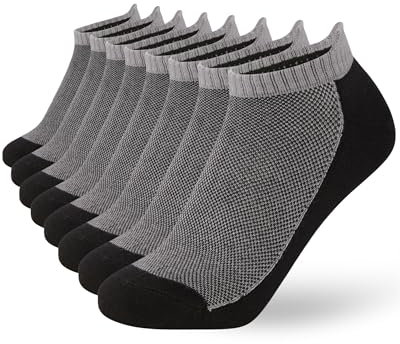 FM London Lot de 8 Paires de Chaussettes pour Homme en Bambou, Socquettes pour Homme, Chaussettes de Running, Respirantes, Résistantes aux Odeurs, avec Languette de Protection au Talon Noir 43-46 EU