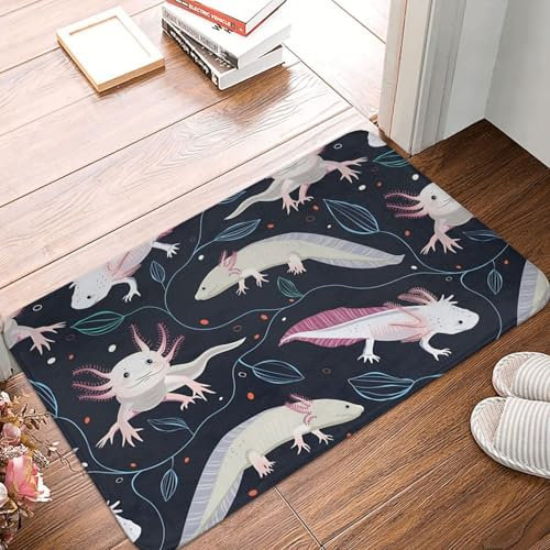 OOAHJEID Fußmatte für Badezimmer Axolotl Liebhaber Schlafzimmer Matte Nette Muster Salamander Fußmatte Küche Teppich Balkon Teppich Wohnkultur