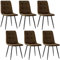JIJIAN 6er Set Esszimmerstühle, Polsterstuhl Stühle mit Samtstoff und Schwarzen Metallbeinen, Küchenstühle mit 120 kg Tragkraft, Braun