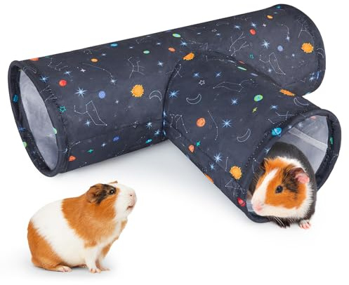 Hedgeink 3-Wege Meerschweinchen Tunnel – Waschbarer Kaninchen Tunnel & Kleintier Versteck – Kaninchen Zubehör & Spielzeug für Meerschweinchen, Chinchilla, Hamster, Frettchen