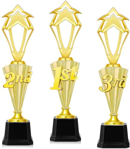 Malloom 3 Stück 3. 2. 1. Platz Trophäe Erster Platz Kunststoff Trophäe Auszeichnung für Sportturnier Lustiger Preis Cup für Sportturniere Wettbewerbe die meisten Schulsport