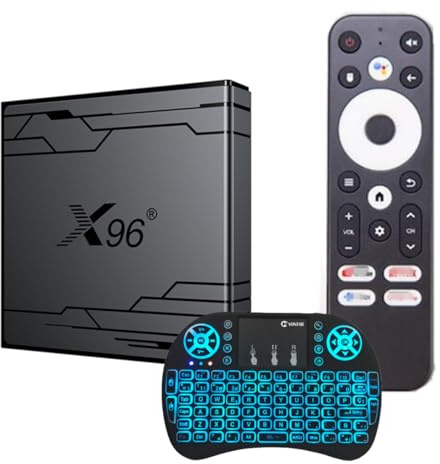 Android TV Box 14.0, X96 NEX 4 GB di RAM 32 GB di Rom S905Y5 Quad-Core Cortex-A53 TV Box Android con Mini Tastiera Wireless Retroilluminata da 2,4 GHz