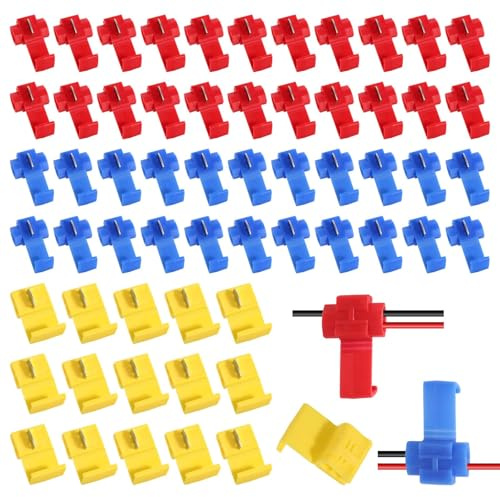 150 Stück Stromdieb Kfz, Abzweigverbinder Kfz Rot Blau und Gelb T-Tap (0.5-6mm²), Stromdiebe Schnellverbinder Quickverbinder Wasserdicht für Auto und Motorrad